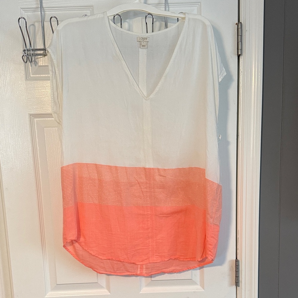 J. Crew White Textured Top